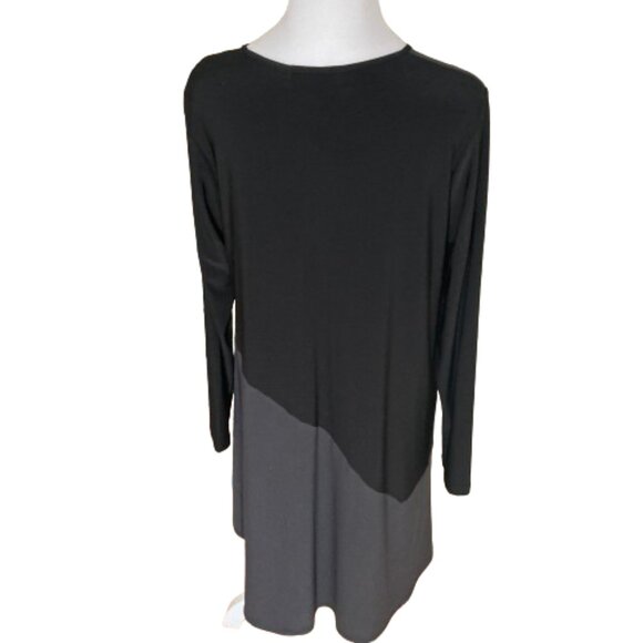 Sun Kim Colorblock Artsy Lagenlook Draped Tunic Dress, Elegant and Unique, Med. - Picture 4 of 9